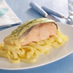Pavé de saumon, sauce citron, tagliatelles fraîches